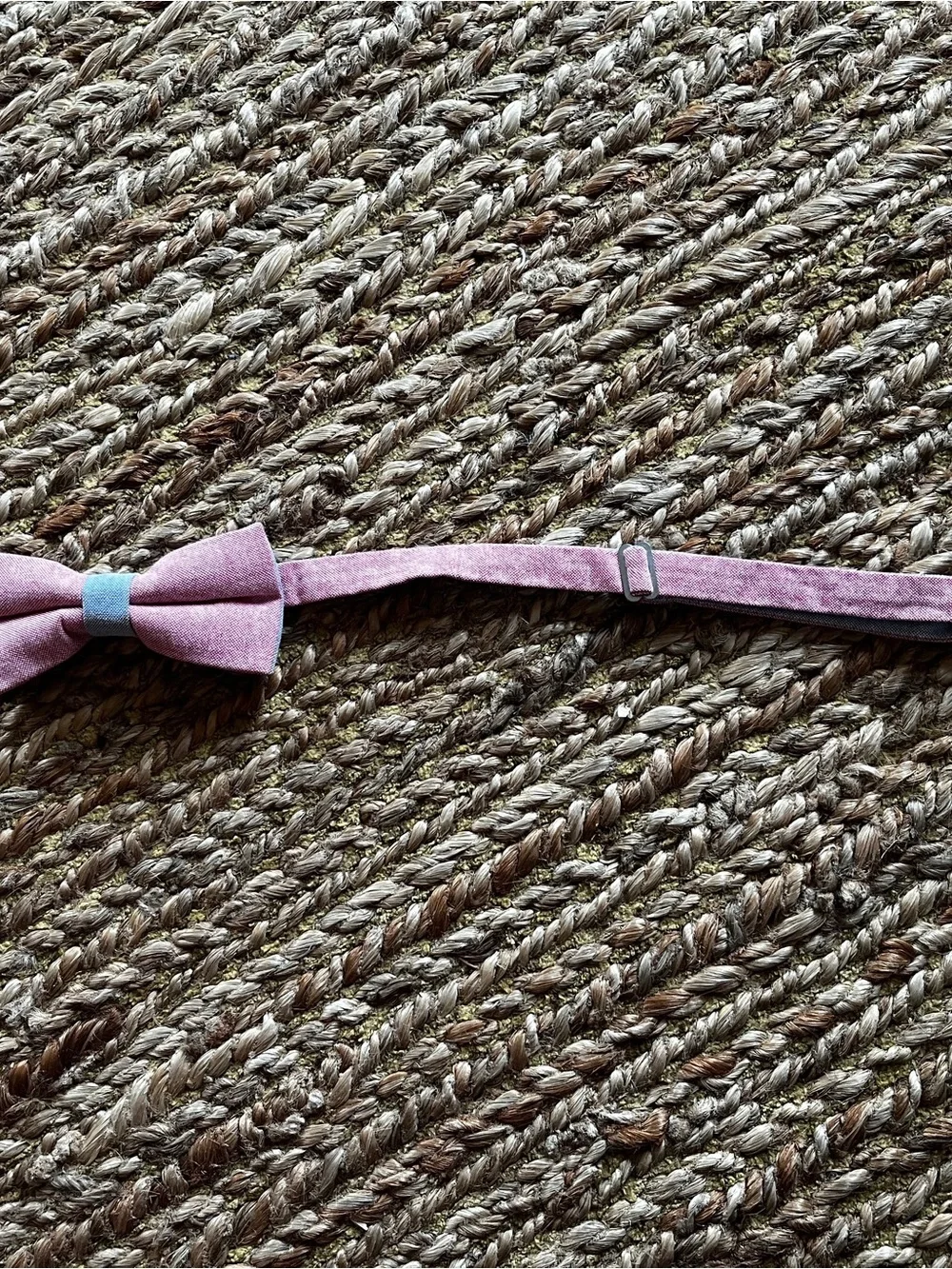 Children's Adjustable Pink Bow Tie with Grey Center Accent